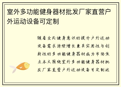 室外多功能健身器材批发厂家直营户外运动设备可定制